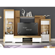 Cabinet de stand TV du centre de divertissement en bois massif blanc